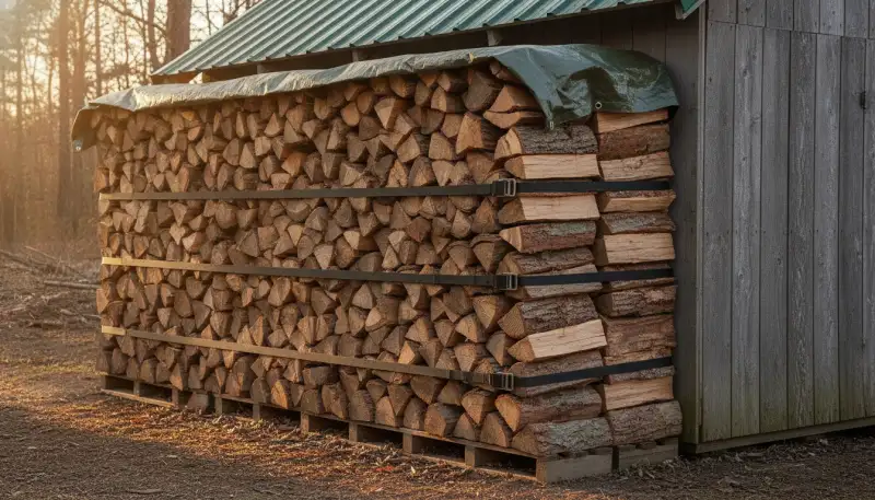 Holzstapel sicher bauen und befestigen